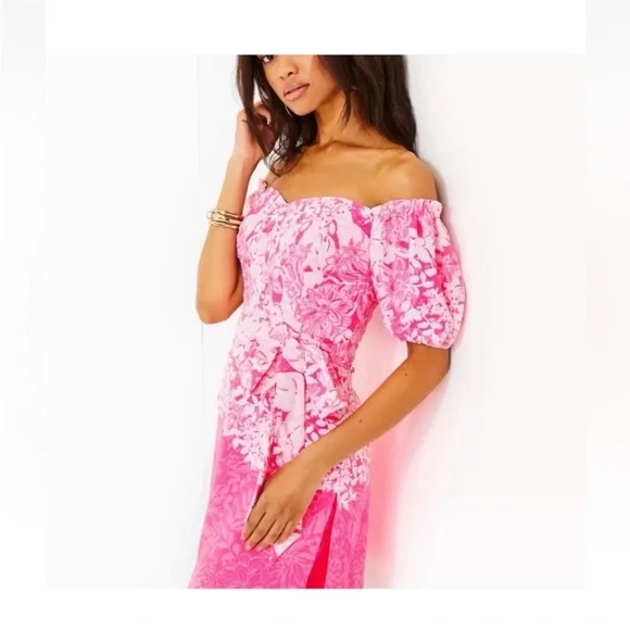 Lilly Pulitzer Pink Off-Shoulder Romper. NWT. Size 12 - Picture 5 of 9